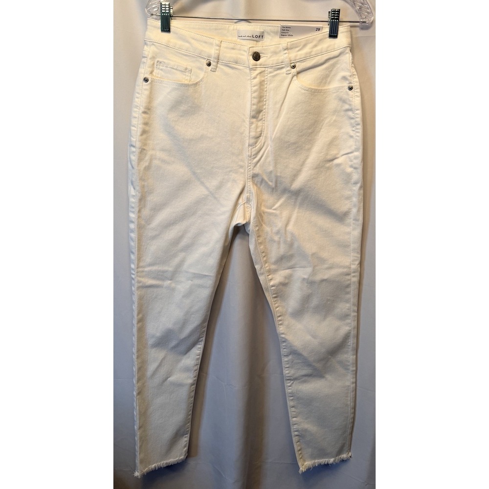 NWT The Loft Women's 29 White Denim The Skinny High Rise Curvy Fit Jeans Raw Hem